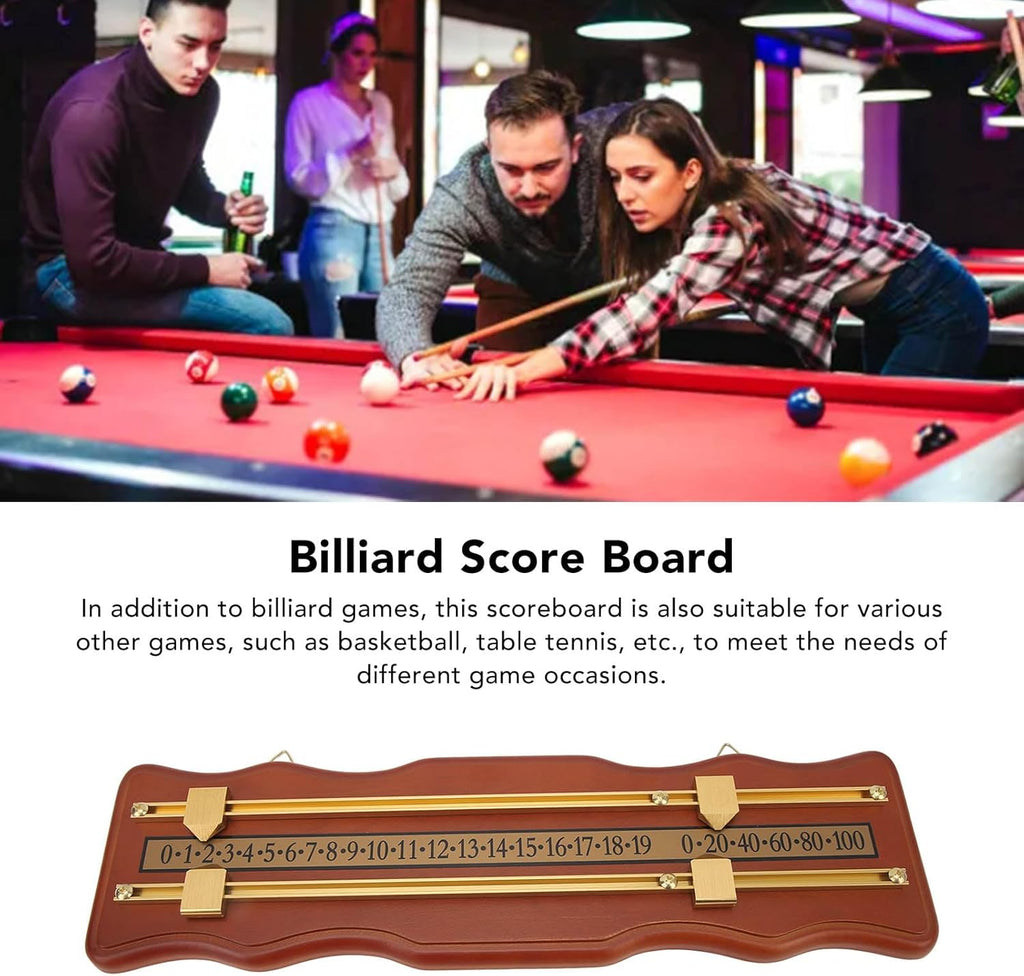 Billiard Score Board with 2-Track Wavy Design, Medium Density Fiberboard Pool Score Keeper, Brown Billiard Scorer for