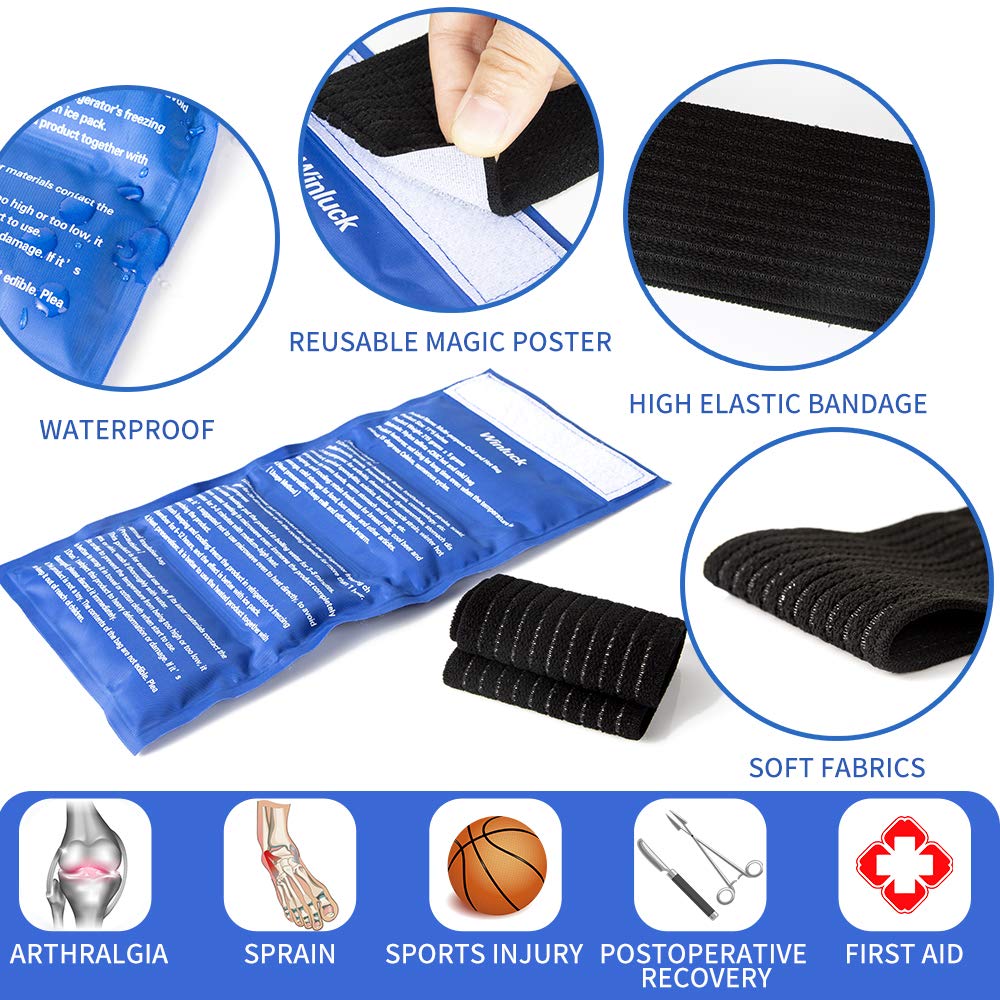 Reusable Gel Ice Pack 2 Piece Set Soft Cold Hot Compress Wraps with Straps
