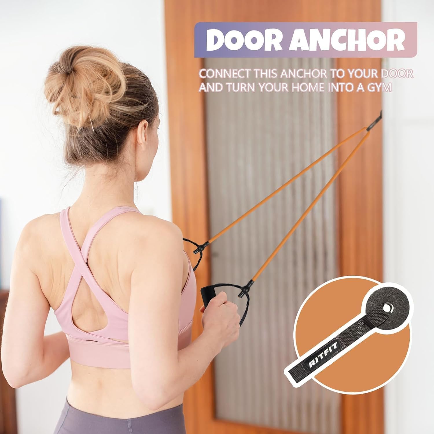 Single Resistance Bands with Handles Door Anchor for Home Gym | Door Anchor, Workout Guidance included, Exercise