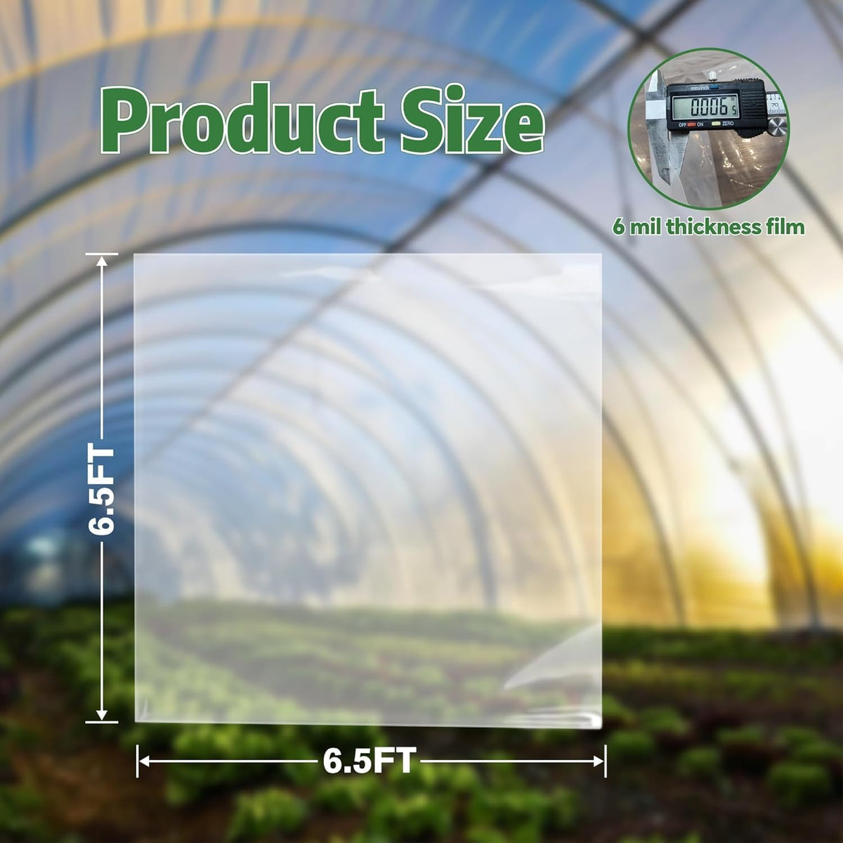 6 Mil Greenhouse Plastic Sheeting Heavy Duty Clear 6.5 x 6.5 ft