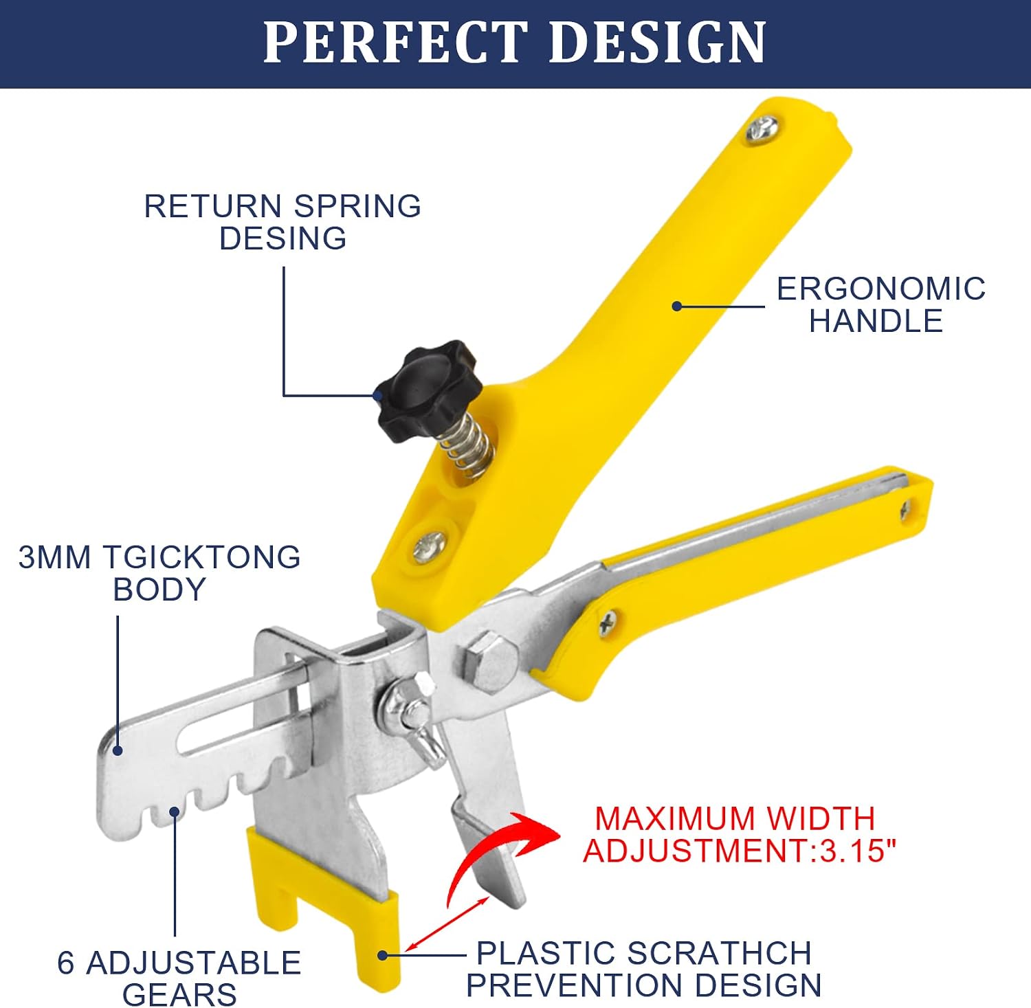 Tile Leveling System with Tile Plier and Rubber Mallet Tile Leveler Tool | 1000 Piece Tile Spacers Clips and 200