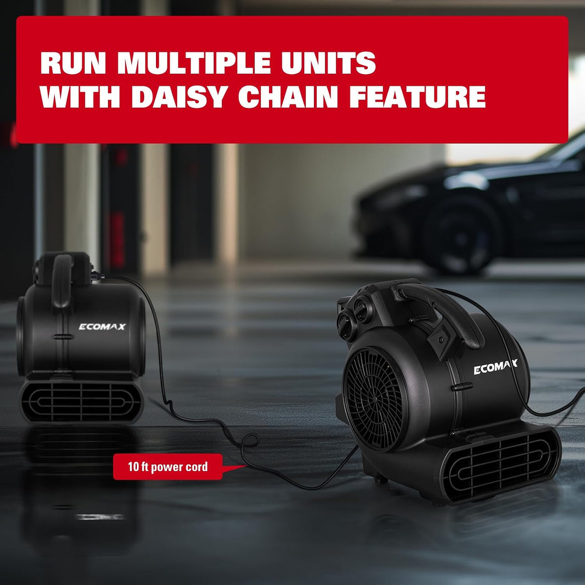 Air Mover Blower Fan 950 CFM with Timer, Floor Fan EMAM1090A | 3 Speeds, 3 Drying Angles, Timer And Daisy-Chain