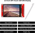 2pcs 2.8" SPI TFT LCD Display Touch Panel ILI9341 240x320 TFT LCD Touch Screen Shield 5V/3.3V STM32 Display Module SPI Serial with Touch Pen