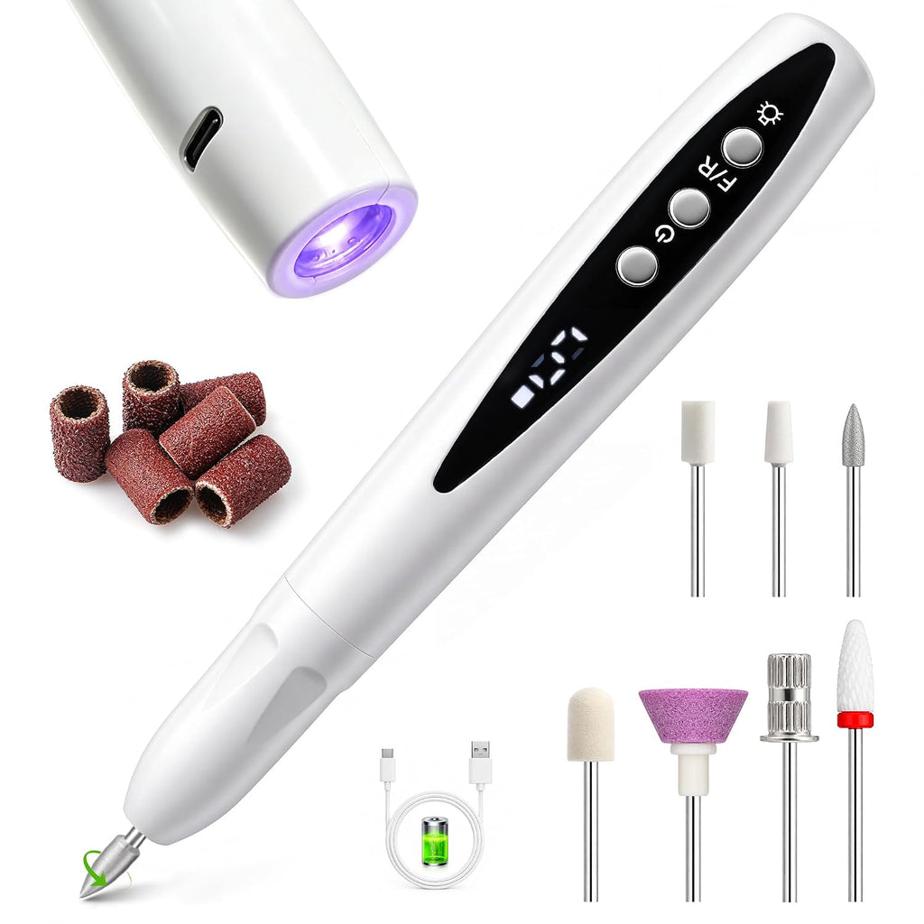 Portable Cordless Electric Nail Drill Kit with UV-LED Light for Beginners