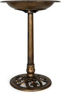 Backyard Expressions Outdoor Garden Bird Bath - Bronze - Weather Resistant Resin with Ground Stakes - 27 Inch