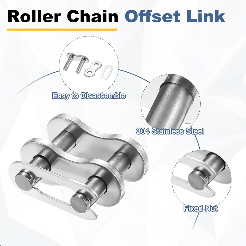 PATIKIL 5Pcs #60 Roller Chain Offset Link Full Links for 12A Chain