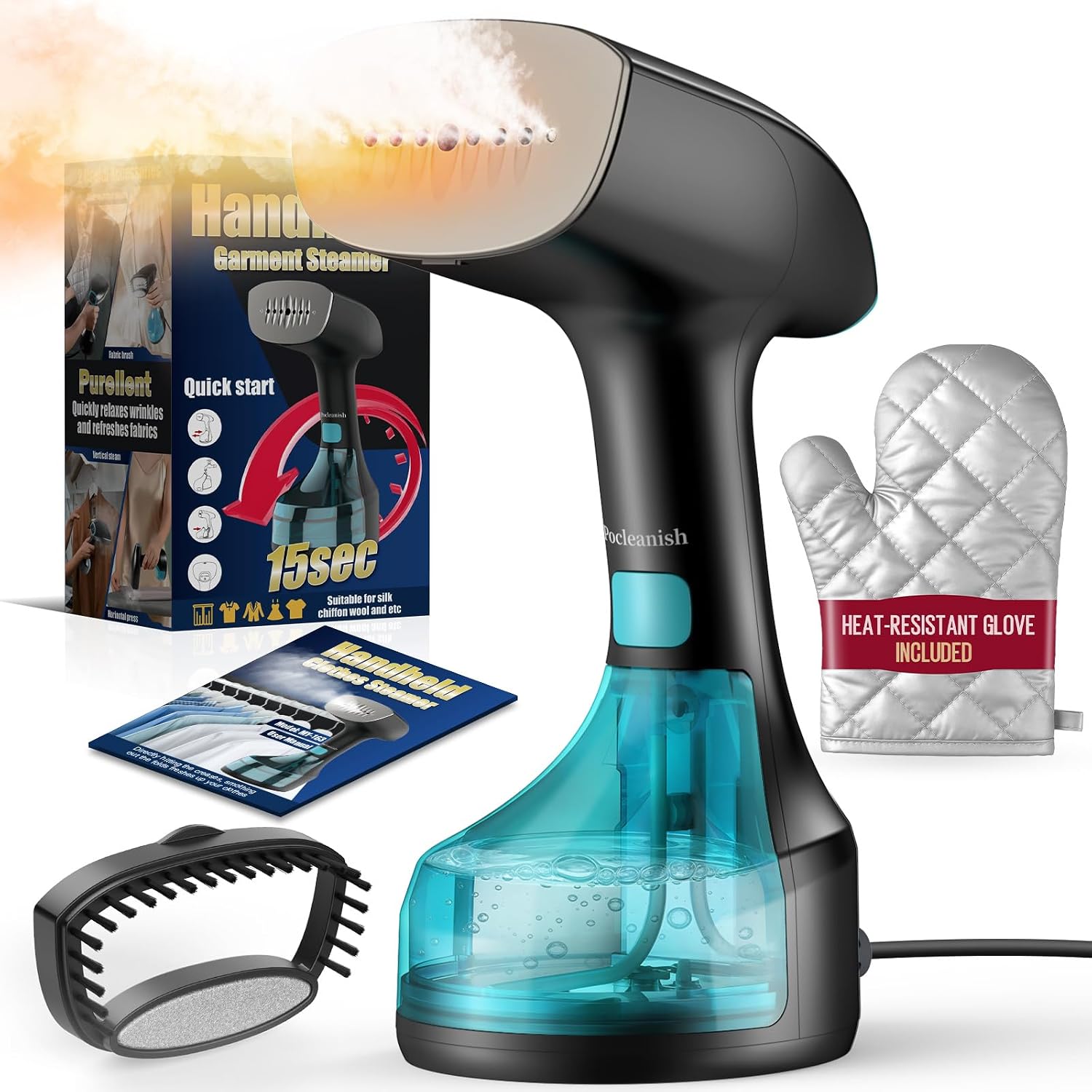 Steamer for Clothes - 1900W Strong Penetrating Steam & Fast Wrinkle Remover Portable Handheld Garment Steamer 3 Steam
