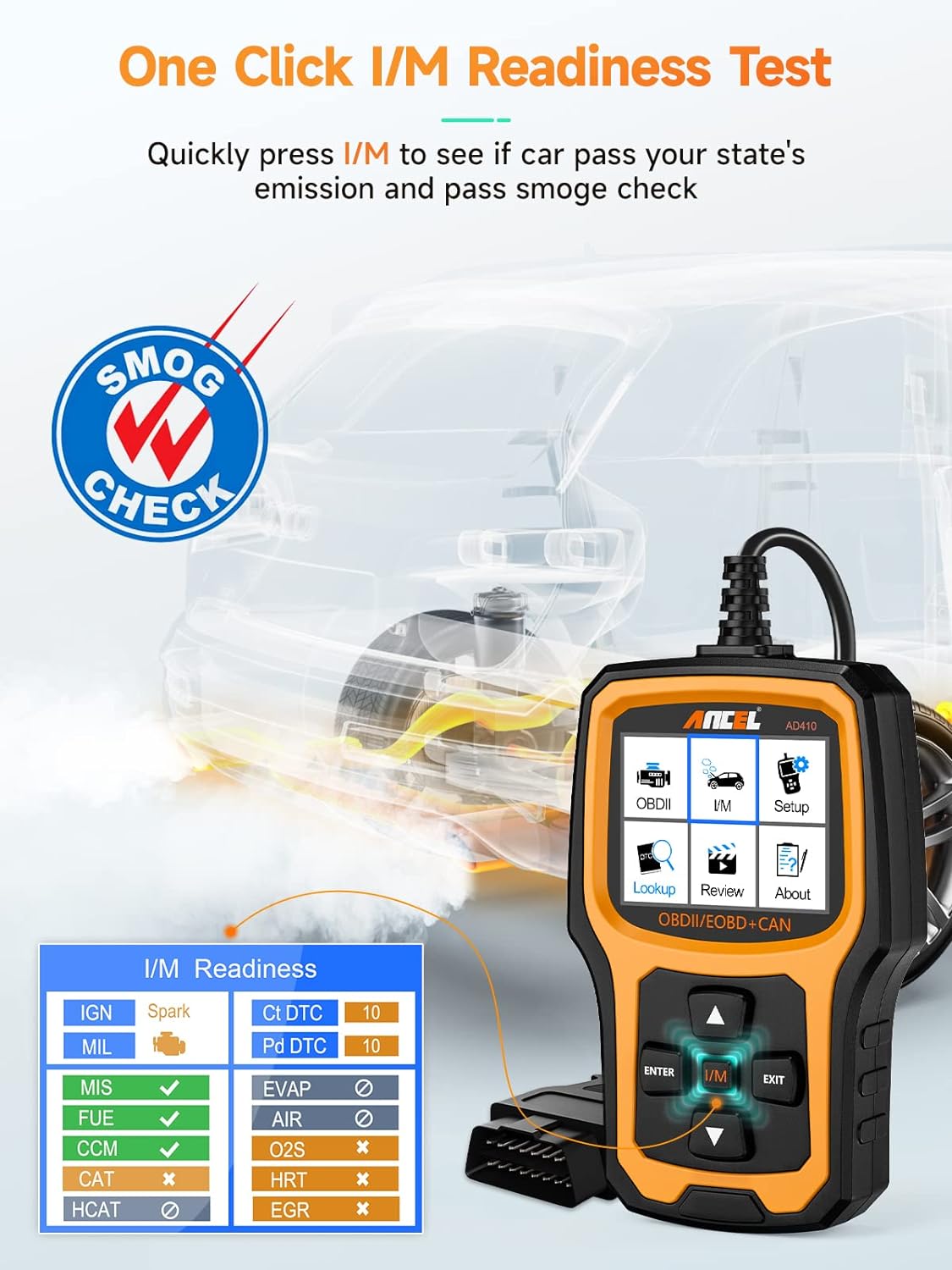 AD410 Enhanced OBD2 Scanner, Vehicle Code Reader for Check Engine Light, Automotive OBD II Scanner Fault Diagnosis
