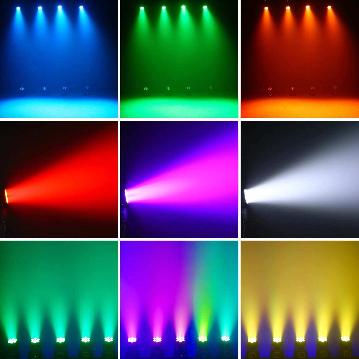 Moving Head Light RGBW Stage Lighting DJ Lights 7 x 10W LED Beam Spotlight 9/14 CH Wash Light with DMX and Sound