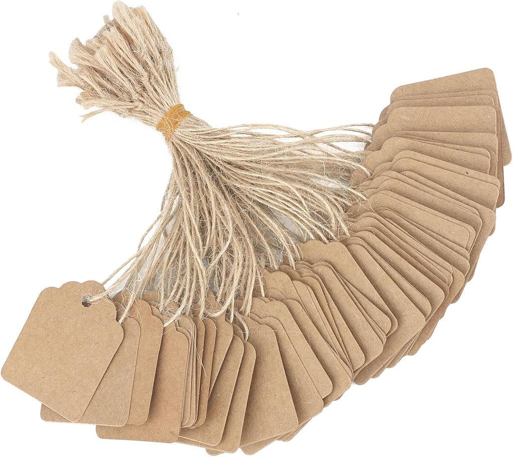 500Pcs Price Tags with String Attached, 1.4x1.8 in Kraft Paper Tag