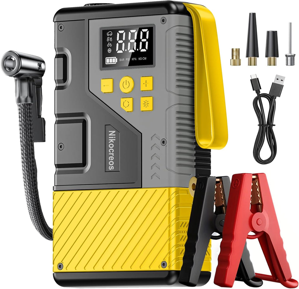 Portable Car Jump Starter with Air Compressor for Emergencies,3000A Peak and 150 PSI Max