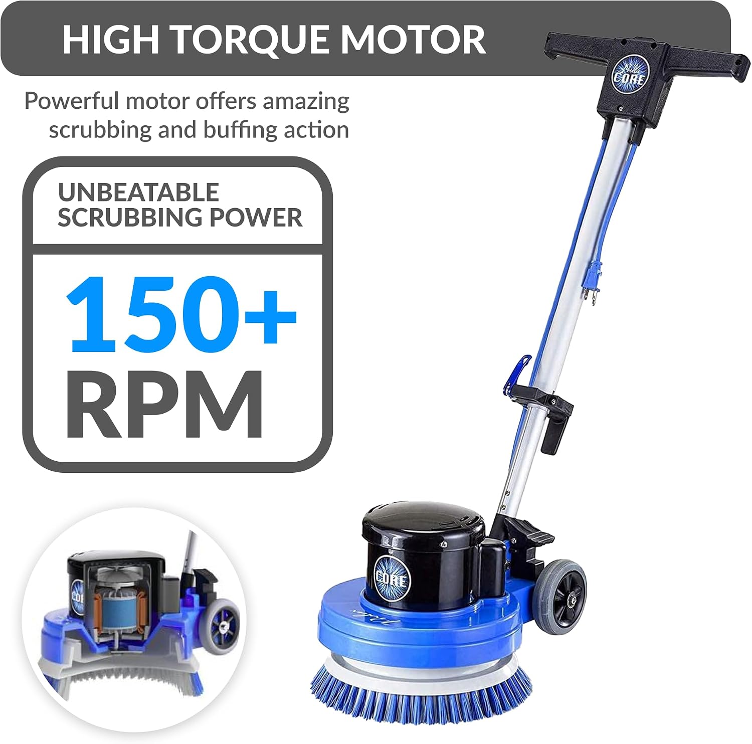 Core 13 inch Electric Floor Buffer Scrubber and Polisher Machine - All Floor Surfaces