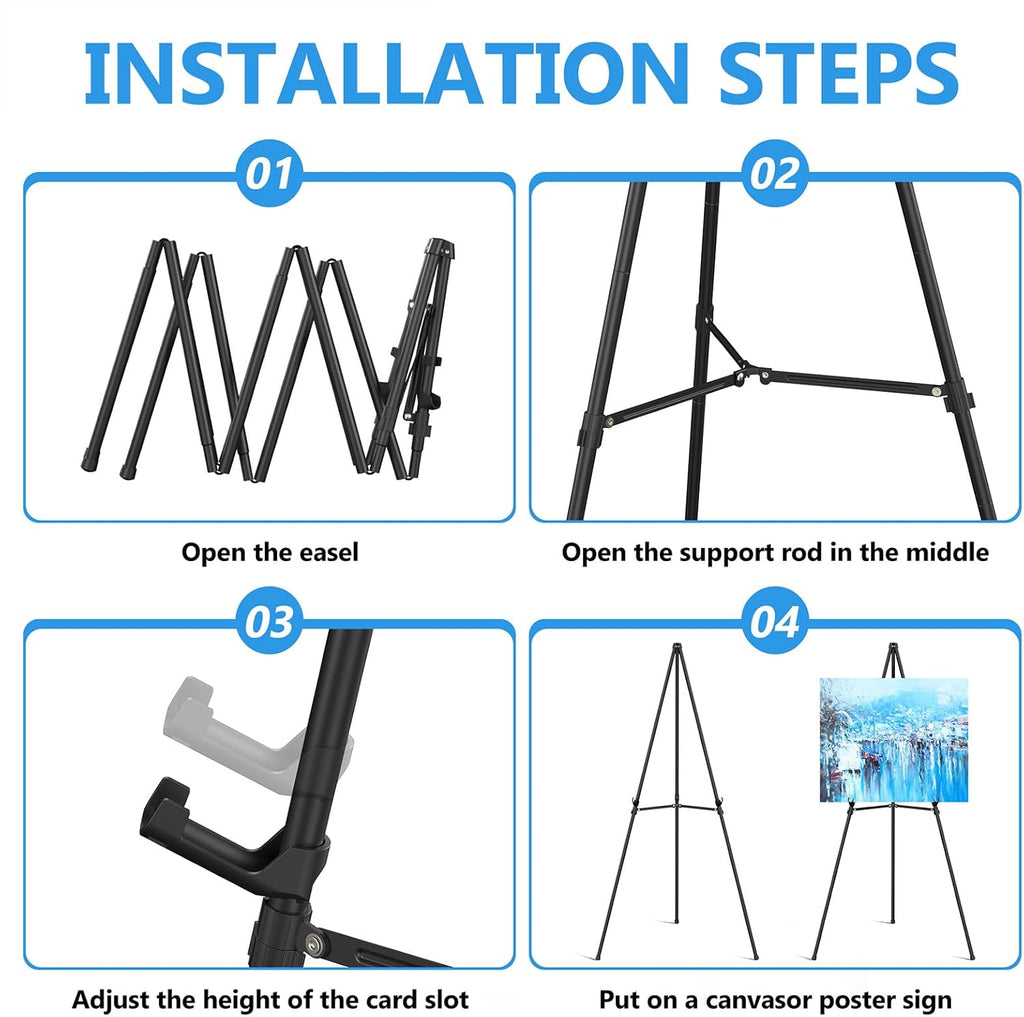 Easel Stand for Sign 70" Adjustable,Portable Metal Easels for Display with Reinforced Support,Folding Easel Sign for