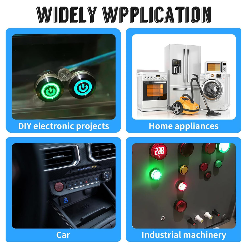 12mm Momentary Push Button, 3-6V, O Shape White LED, 304 SS