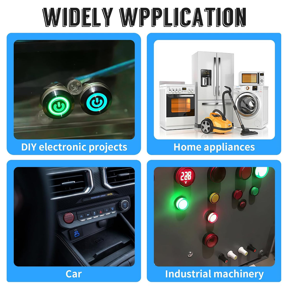 12mm Momentary Push Button, 3-6V, O Shape White LED, 304 SS