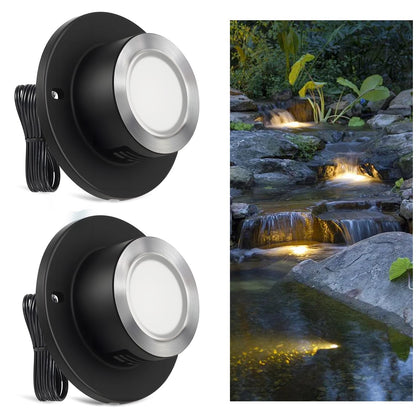 3W LED Pond Lights 12-24V AC/DC Low Voltage Underwater Fountain Lights 3000K Warm White IP68 Waterproof for Outdoor