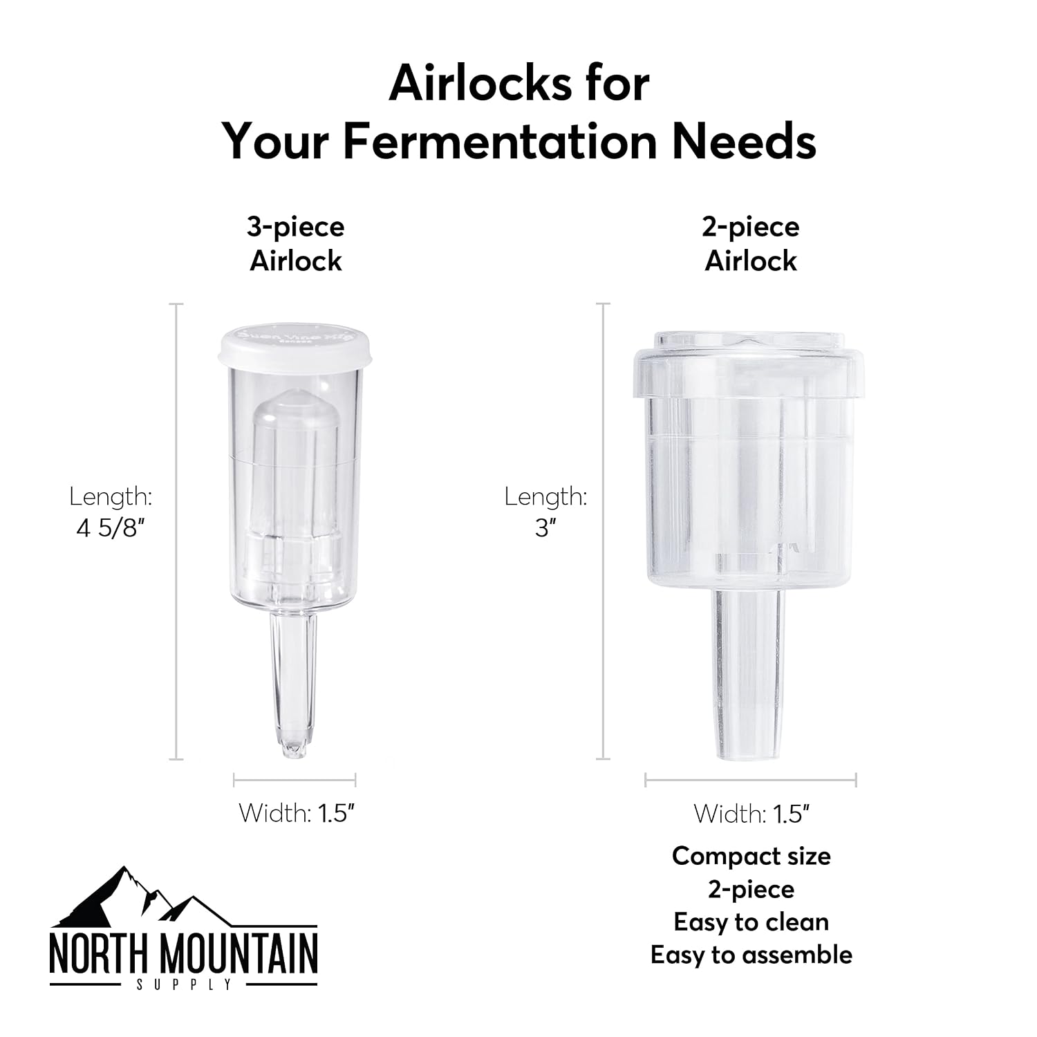 2-Piece Airlocks with #7 Rubber Stoppers for Fermentation - Airlocks for Wine Making, Brewing Beer, and Fermenting