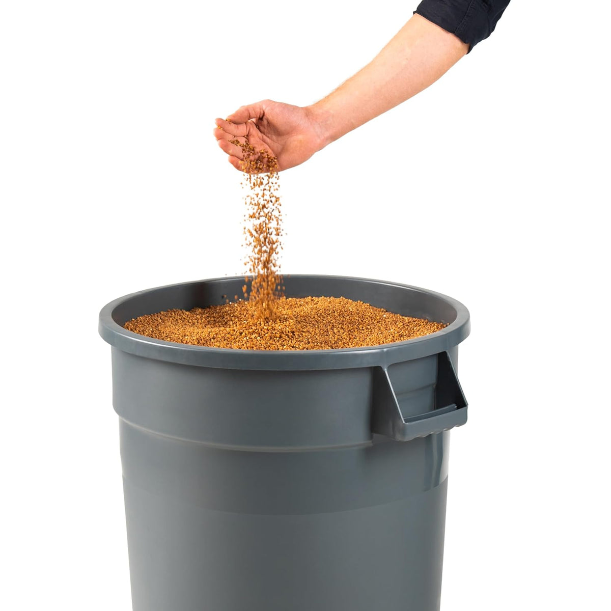 Commercial Round Trash Can with Lid and Dolly Rolling Waste Container, Ingredient Bin, Heavy-Duty Plastic