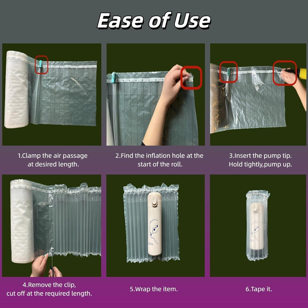 Large Bubble Cushion Wrap for Packing Fragile Items Inflatable Air Pillows for Shipping, Heavy Duty Reusable