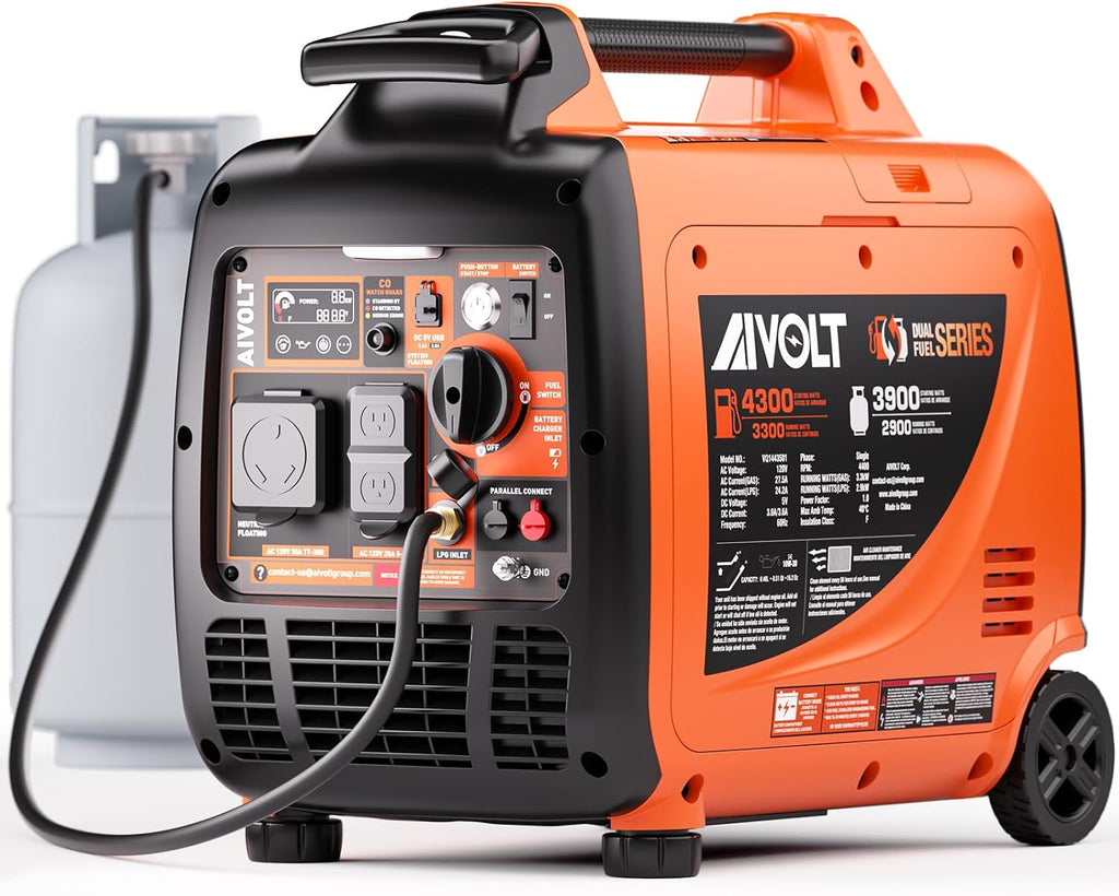 4300W Dual Fuel Inverter Generator 53dB Quiet for RV Camp Home | Remote/Electric Start. 64lbs Wheels Kit. Auto-Switch