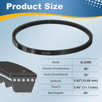 uxcell 5L360 Rubber V-Belt 36" Outer Circ 0.62" Width 0.44" Thickness