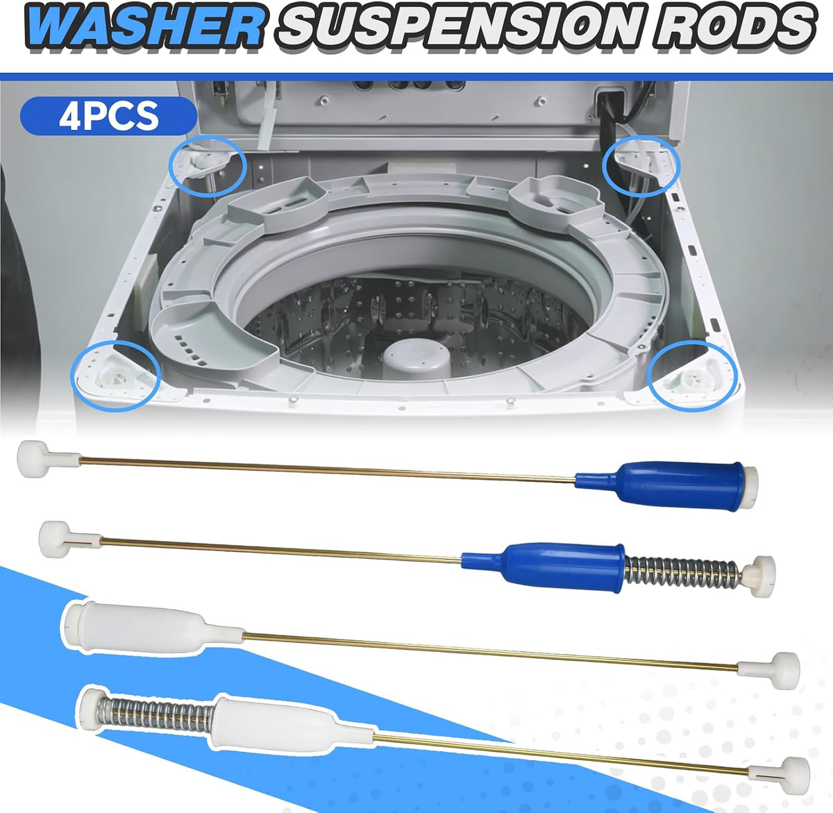 5304511328 & 5304511329 Washer Suspension Rods Kit,Fit for Frigidaire Washer FFTW4120SW FFTW4120SW0 FFTW4120SW1 Moels, Replace Part Number 4584270 4584271 AP6261614 AP6261615