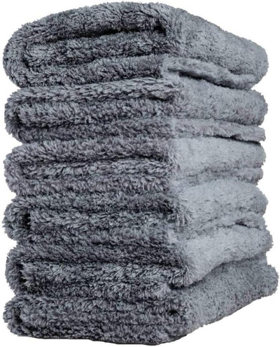 Kingsheep Edgeless Microfiber Towel Car Drying Wash Buffing 6Pack 16"x16" Ultra Plush 450gsm Detailing Cloth (Gray)