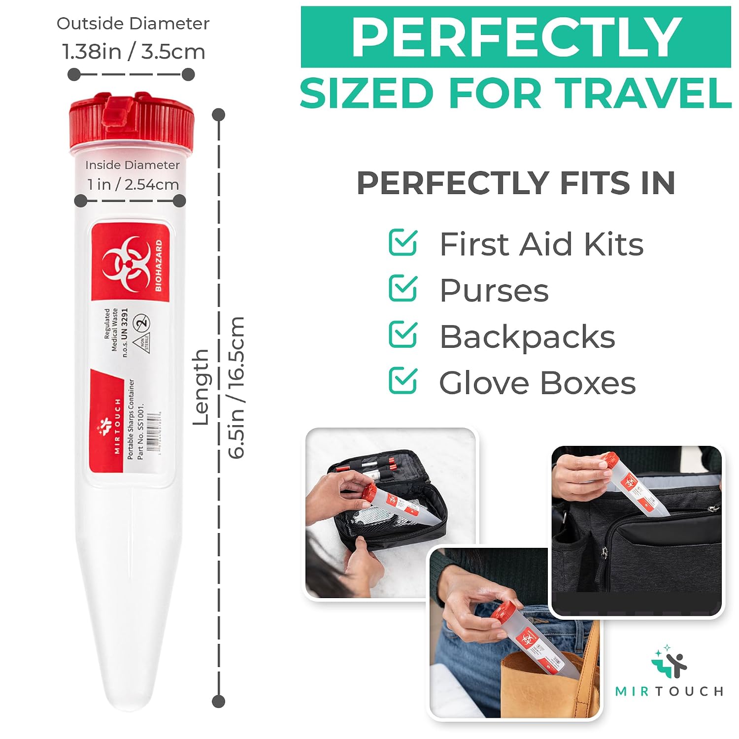 Sharps-Shuttle - Single Use Travel Sharps Container for Needles Syringes - Portable Small Sharp Containers with