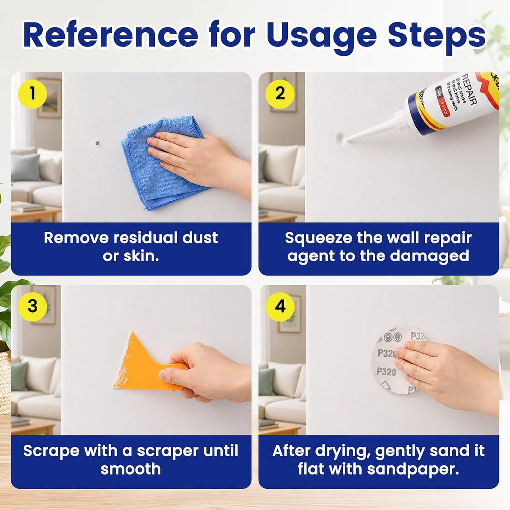 Drywall Repair Kit 3 Tubes,Spackle Wall Repair Paste Kit | 3×100g Putty, White Plaster Drywall Mud for Wall Repair