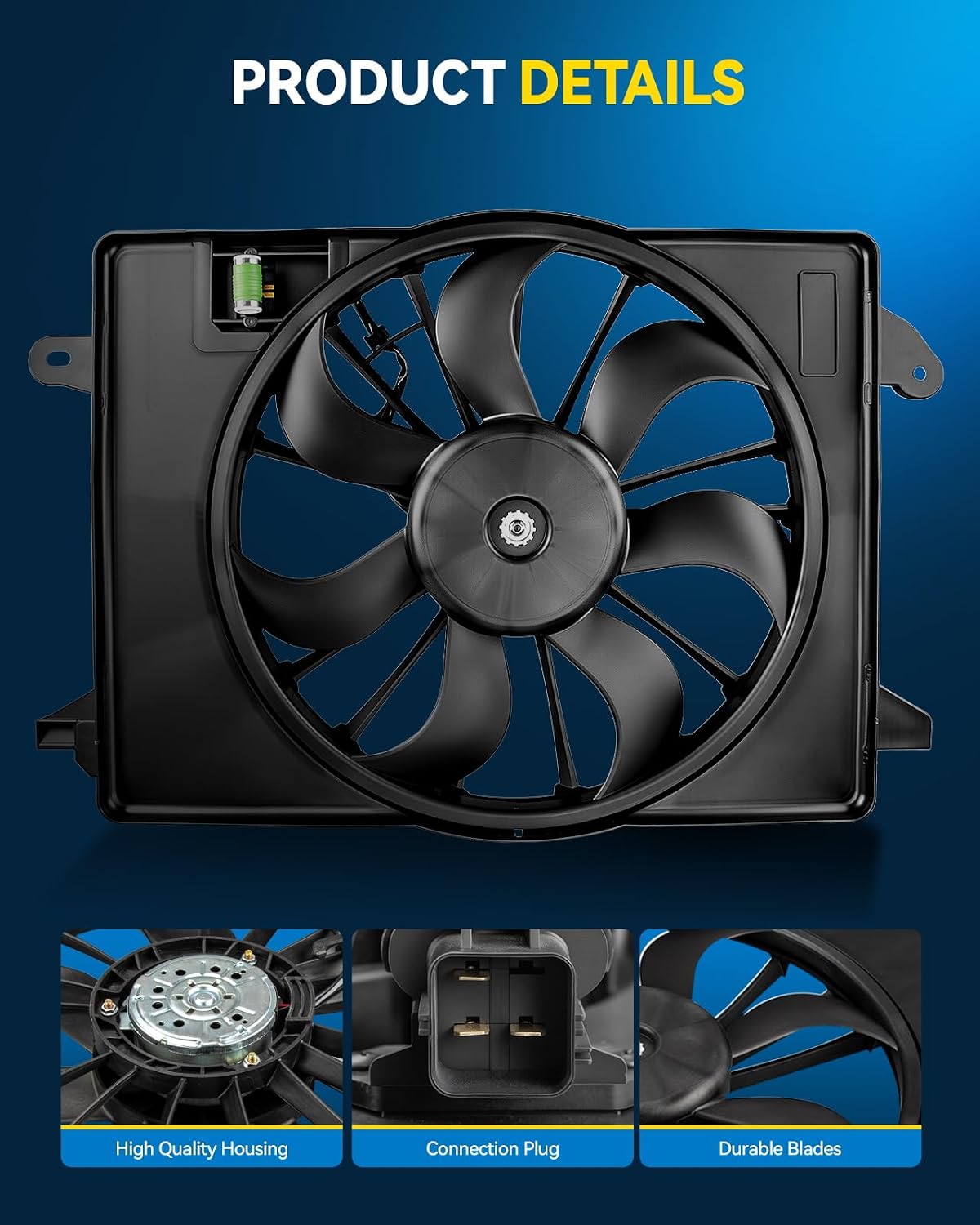 PHILTOP Engine Cooling Radiator Fan for 2009-2010 Charger/300 2.7/3.5/6.1L