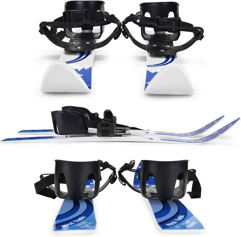 Kid's Beginner Snow Skis and Poles, Low-Resistant Ski Boards for Age 4 and Under, Lightweight, Sturdy and Safe, Blue