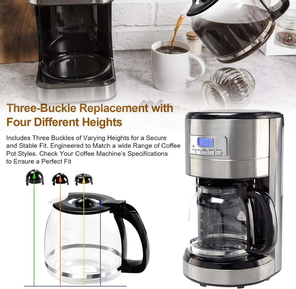 12-Cup Glass Carafe Pot for Mr Coffee, Black & Decker, Hamilton, KitchenAid