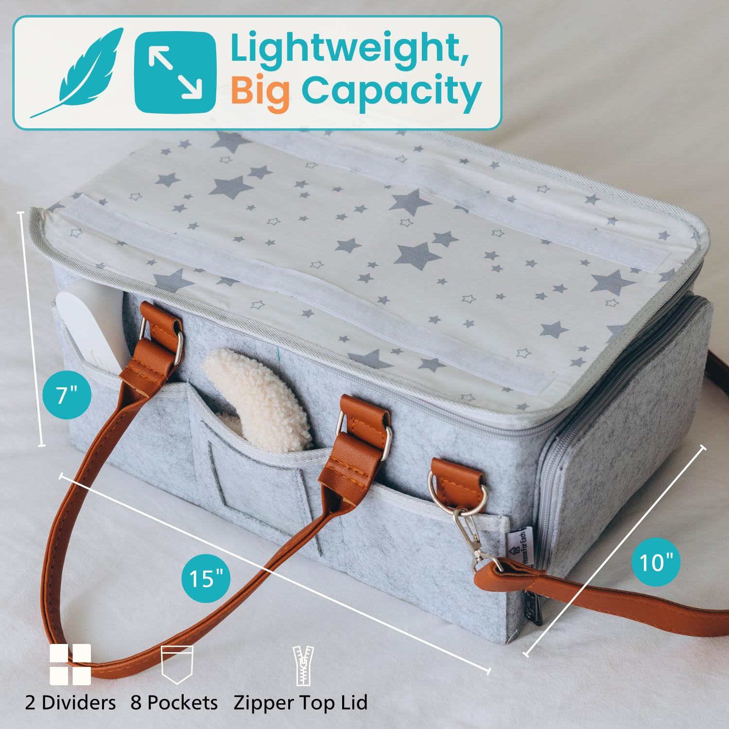 Baby Diaper Caddy With Lid, Diaper Caddy Organizer for New Mom Gifts, Newborn Essentials Must Haves, Registry for