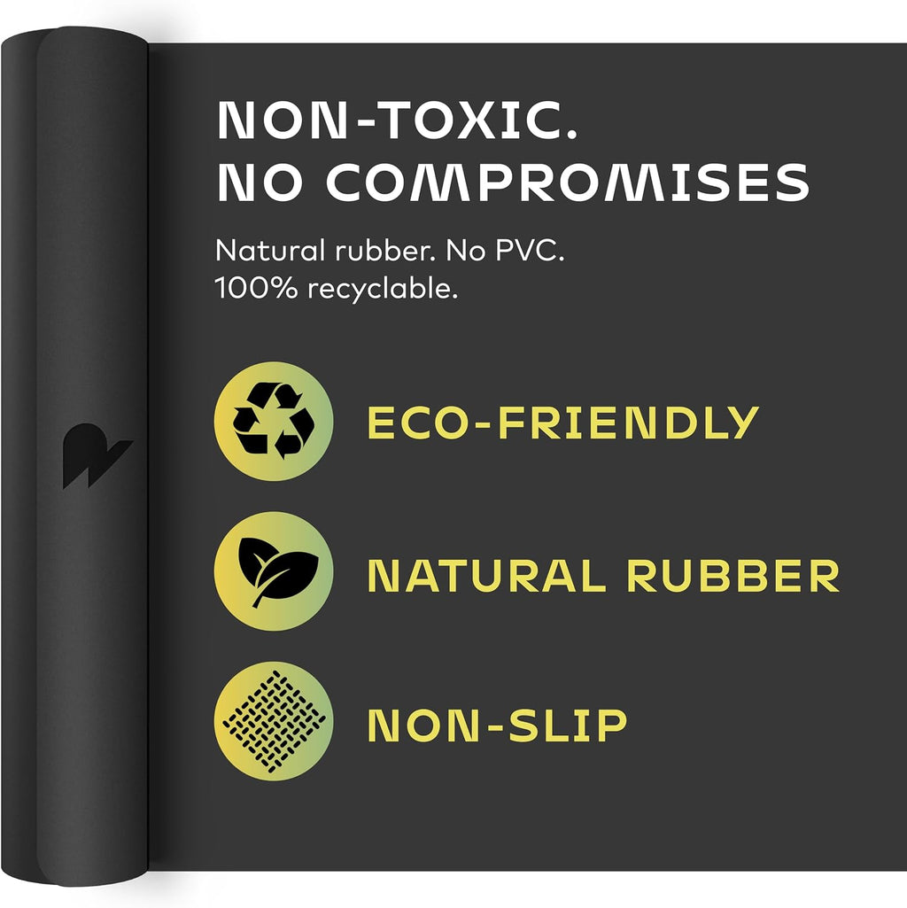 Reversible Yoga Mat - 5mm Thick Dual Sided Non-Slip Exercise Mat Made with 100% Recyclable Natural Rubber