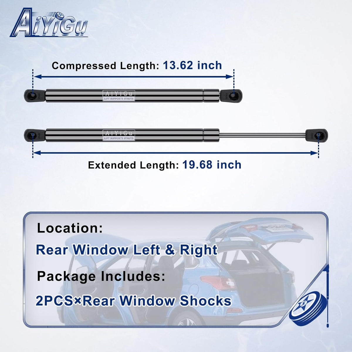 6678 Rear Window Struts for Jeep Wrangler 2011-2017 2 PCS