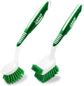 Libman Dish Brush Set with Long Handle - Deep Cleaning Brushes - Dish Scrubber & Scraper - Kitchen Scrub Brush for