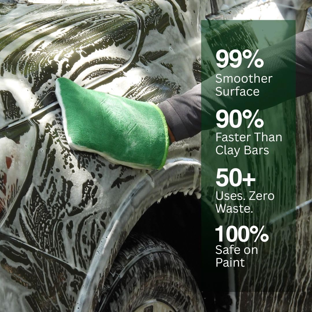 Clay Bar Mitt for Auto Detailing - Fine-Grade Scratch-Free Synthetic Clay Bar - Removes Contaminants, Overspray &