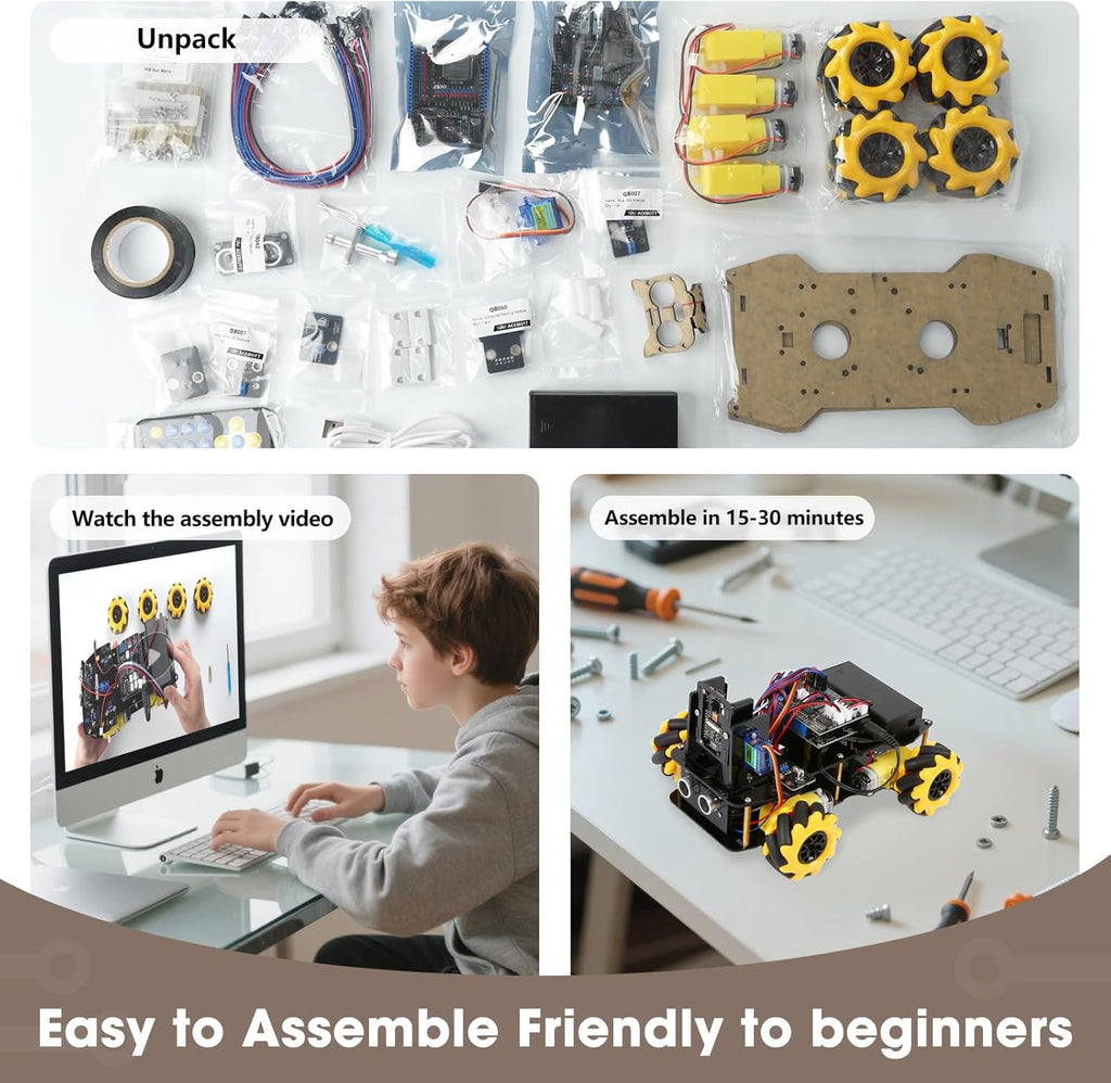 Robotics Kit for Kids Ages 8–12 12-16, ACEBOTT Smart Robot Car Kit with 3MP Camera, STEM Toys for Boys Compatible