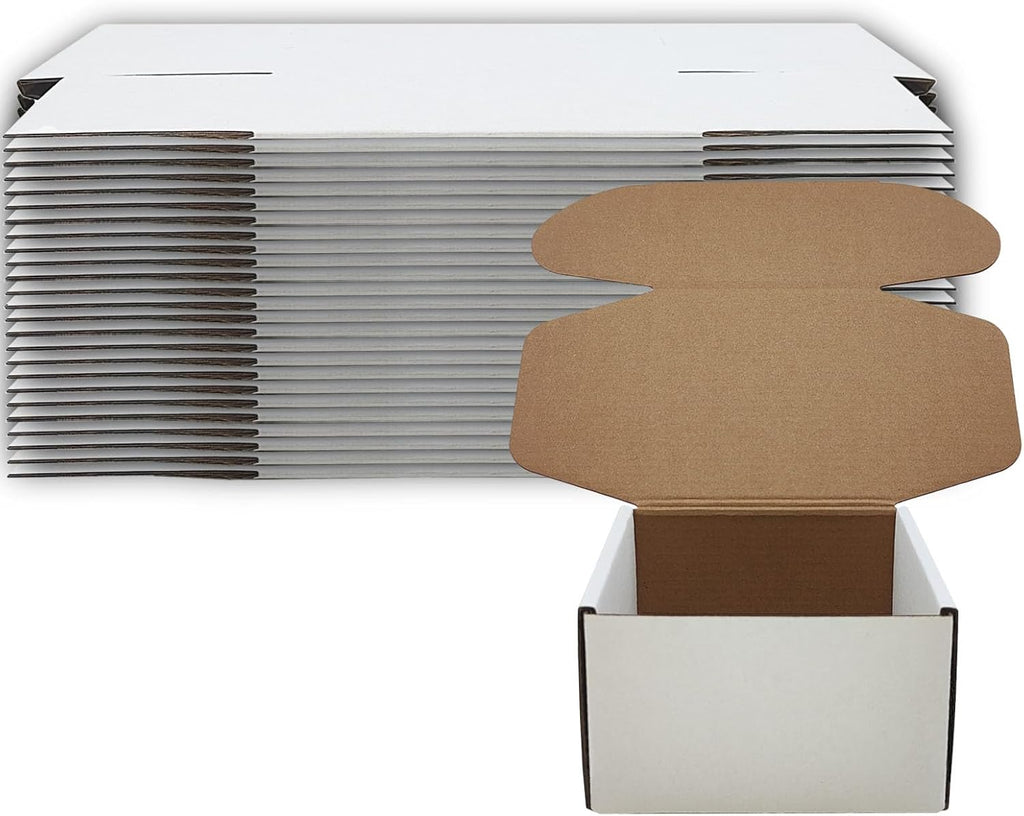 5x5x3 inch Shipping Boxes Set of 25, White Corrugated Cardboard Mailer Box