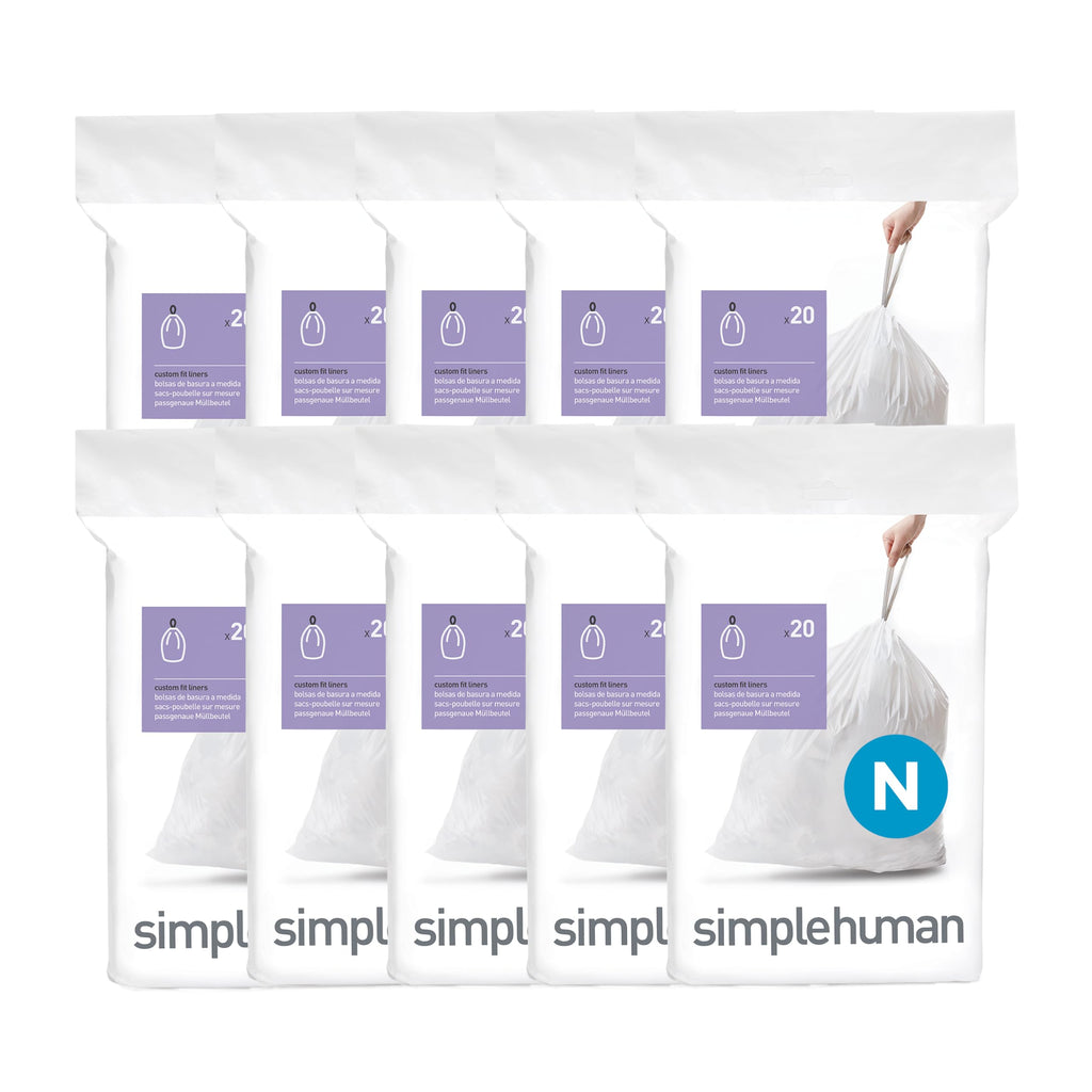 Code N 200 Count Custom Fit Liners, Drawstring Kitchen Trash Bags, One-by-One Mess-Free Dispense, Extra Thick &