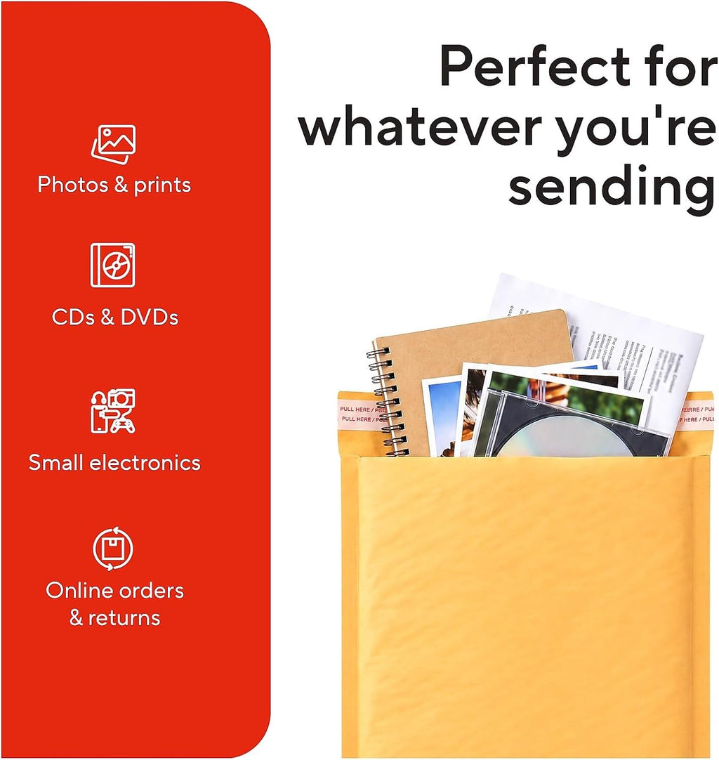 Bubble Mailers, #0 Size, 6x9 Inch, 25-Pack
