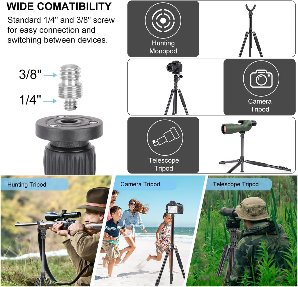 Shooting Tripod Hunting Rest V Yoke Shooting Sticks with 360° Rotate Height Adjustable 9"- 69" Aluminum Portable
