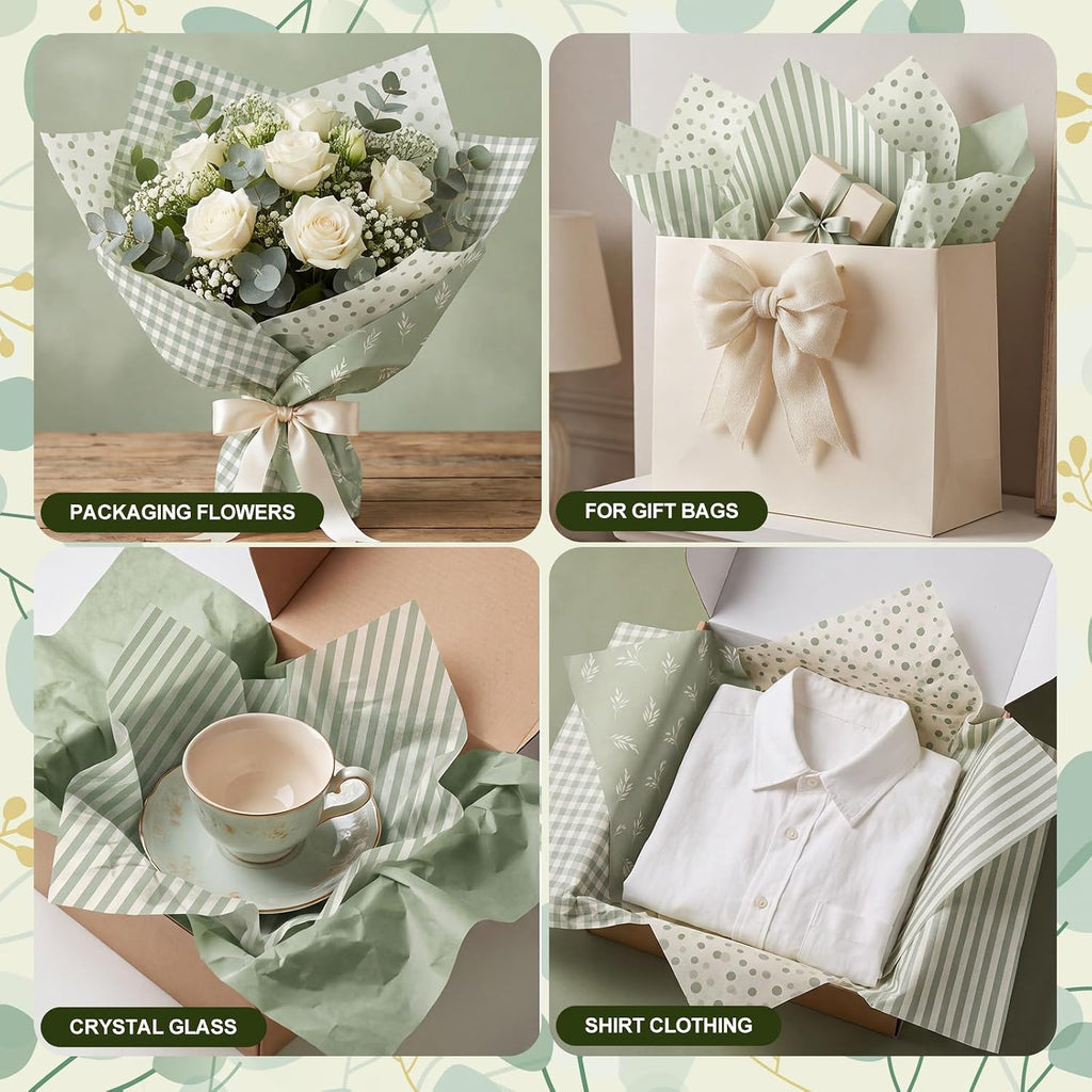 120 Sheets Sage Green Tissue Paper for Gift Bags 20 x 14 Inch