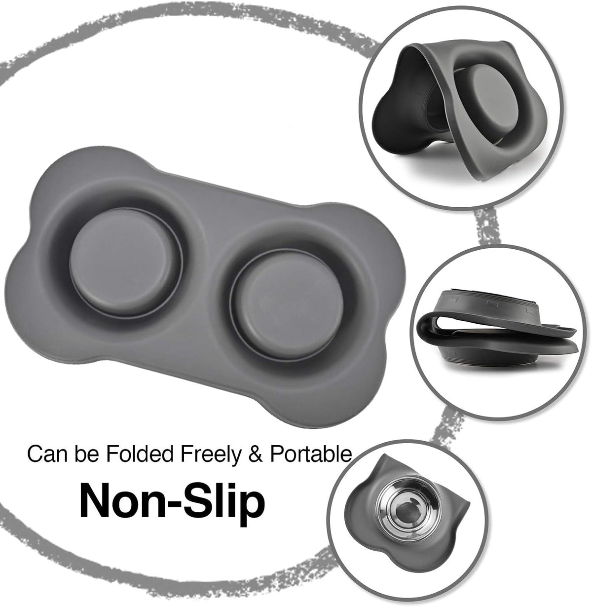 Dog Bowls 2 Stainless Steel Bowl for Pet Water and Food Feeder with Non Spill Skid Resistant Silicone Mat for Pets