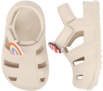 Toddler Classic Fisherman Sandals Boys Girls Closed Toe Water Pool Beach Sandal Naturally Splay,Beige，6 Toddler