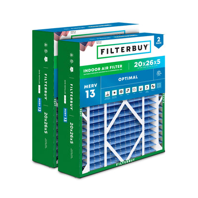 20x26x5 Air Filter MERV 13 Smoke & Allergy Defense (2-Pack)