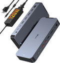 Laptop Docking Station USB C Dock Multiport Hub with 120W Power Adapter | 2 HDMI,DP 8K,Fast USB C Power Supply&Phone