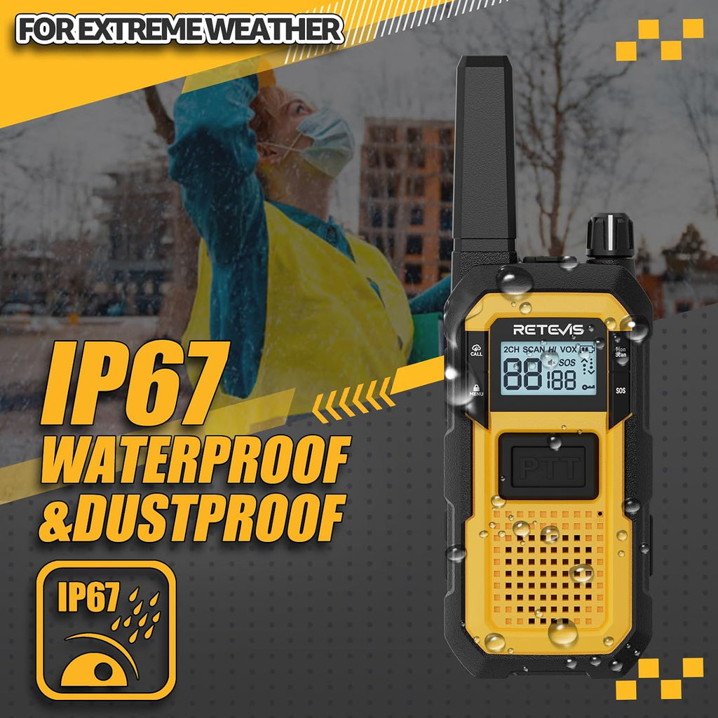 RB48 FRS Walkie Talkies Long Range,Mil-Standards 810H Two Way Radio | Rugged&IP67 Waterproof & Floating, Emergency