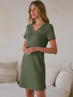 Womens Wrinkle Free Summer Casual Short Sleeve Mini Dresses