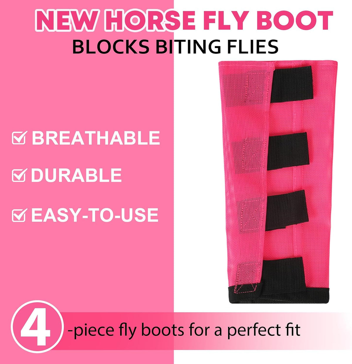 Fine Mesh Horse Fly Boots & Leggings, 4-Pack, Large
